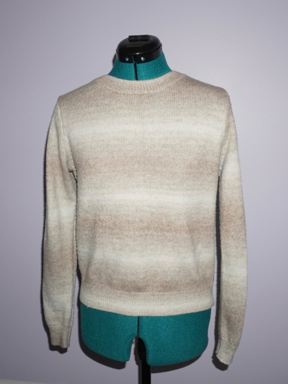 Cream & Light Brown Ombre Crewneck Sweater